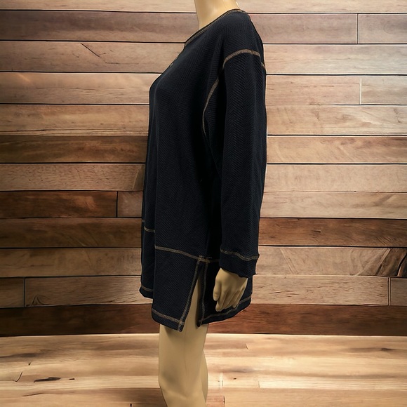 Michael Carrie Black and Tan Jersey 3 Quarter Sleeve Tunic Top Womens XL - Picture 8 of 9